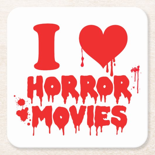 I Loveホラー映画血紙コースター スクエアペーパーコースター (正面)