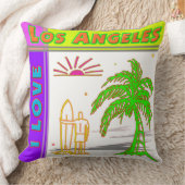 "I LOVEロサンゼルス"サンパームツリー&サーファー#2 Pille クッション (ブランケット)