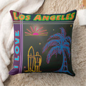 "I LOVEロサンゼルス"サン、パームツリー&サーファー枕 クッション (ブランケット)