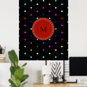 I LOVE水玉模様の色を黒い背景とm ポスター (ホームオフィス)