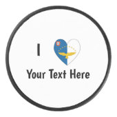 I Love (アゾラン国旗のハートパーソナライズされた) アイスホッケーパック (正面)
