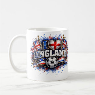 I LOVE イングランド 2026 サッカー ファン コーヒーマグカップ