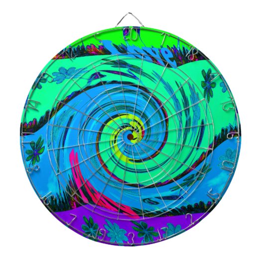 I Love クール Hawaii:フローラアポップ・アートのートパターンデザイン ダーツボード (正面)