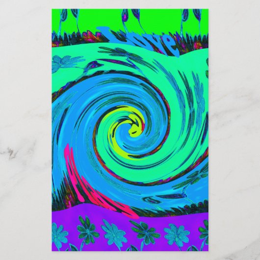 I Love クール Hawaii:フローラアポップ・アートのートパターンデザイン 便箋 (正面)