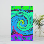 I Love クール Hawaii:フローラアポップ・アートのートパターンデザイン 便箋 (スタンド正面)