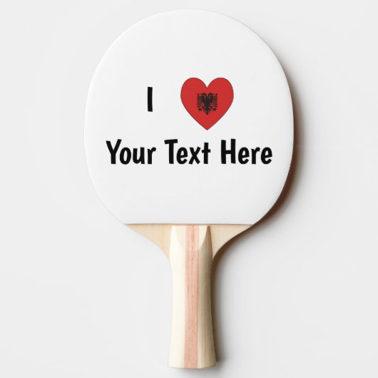 I LOVE (ハート型アルバニア国旗パーソナライズされた) 卓球ラケット (裏面)