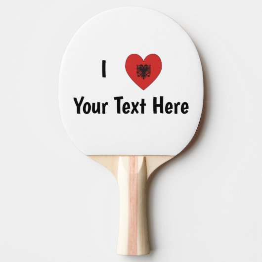 I LOVE (ハート型アルバニア国旗パーソナライズされた) 卓球ラケット (正面)