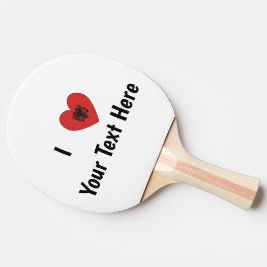 I LOVE (ハート型アルバニア国旗パーソナライズされた) 卓球ラケット (横)