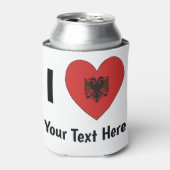 I LOVE (ハート型アルバニア国旗パーソナライズされた) 缶クーラー (缶正面)