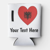 I LOVE (ハート型アルバニア国旗パーソナライズされた) 缶クーラー (正面)