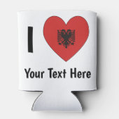 I LOVE (ハート型アルバニア国旗パーソナライズされた) 缶クーラー (裏面)