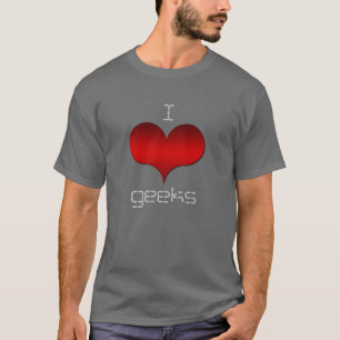 I Love (ハート)ギークダークメンズティー Tシャツ