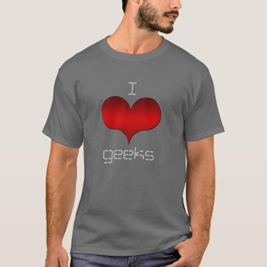 I Love (ハート)ギークダークメンズティー Tシャツ (正面)