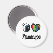 I Love (ハート)フラミンゴ マグネット (正面/裏面)