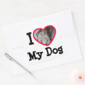 I Love (ハート)私の犬の写真のステッパーソナライズされたカー スクエアシール (封筒)