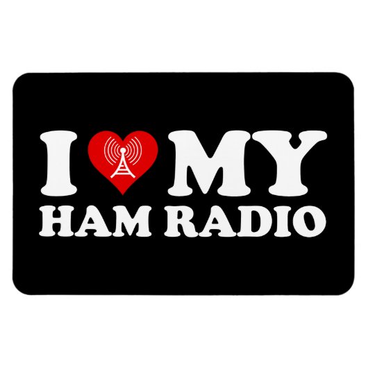 I Love (ハート)私のHam Radio マグネット (横)