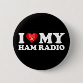 I Love (ハート)私のHam Radio 缶バッジ (正面)