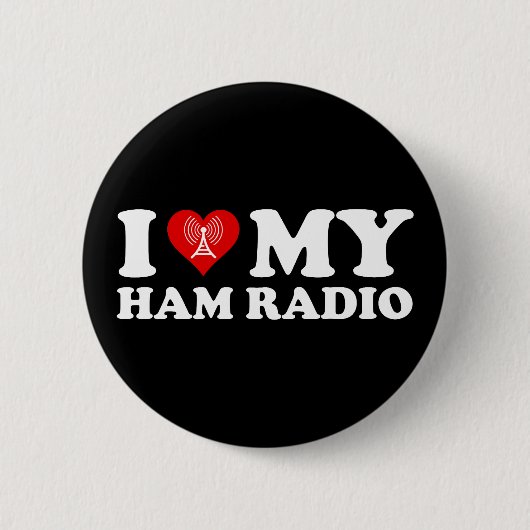 I Love (ハート)私のHam Radio 缶バッジ (正面)