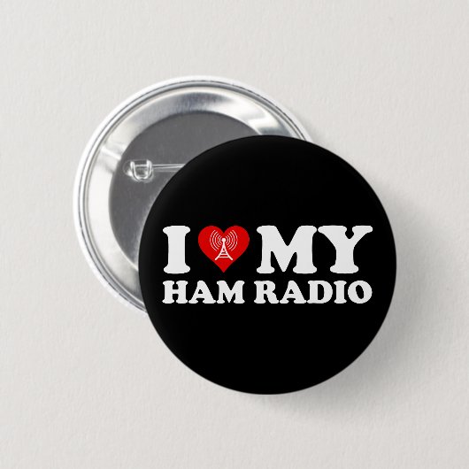I Love (ハート)私のHam Radio 缶バッジ (正面&裏面)