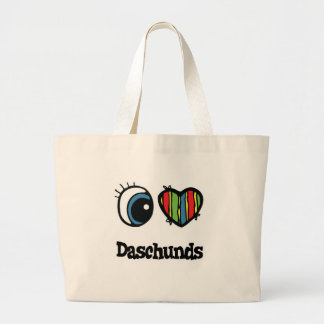 I Love (ハート) Daschunds ラージトートバッグ
