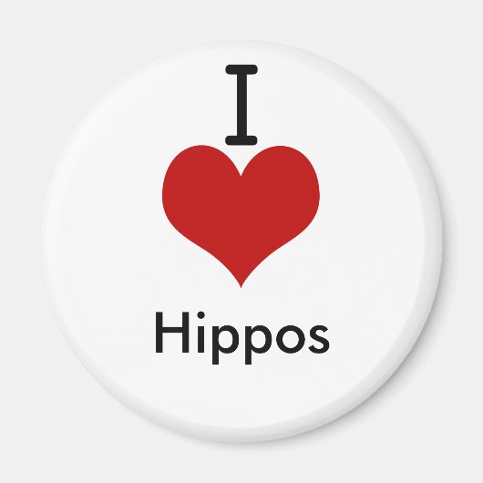 I Love (ハート) Hippos マグネット (正面)