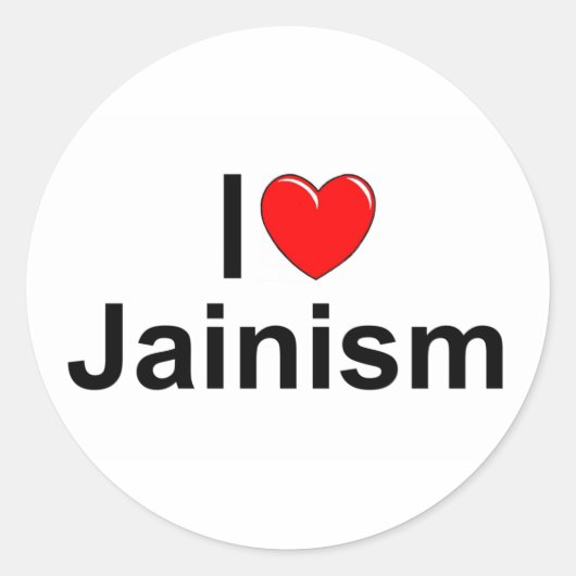 I Love (ハート) Jainism ラウンドシール (正面)