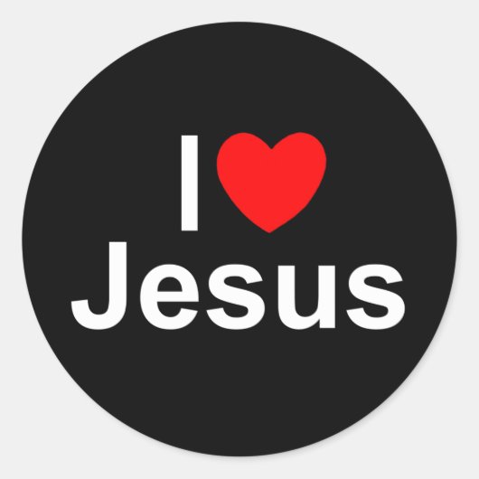 I Love (ハート) Jesus ラウンドシール (正面)