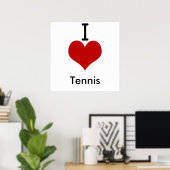 I Love (ハート) Tennis ポスター (ホームオフィス)