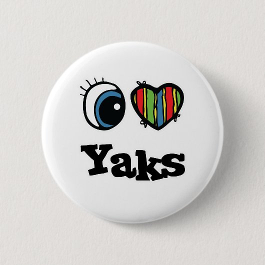 I Love (ハート) Yaks 缶バッジ (正面)