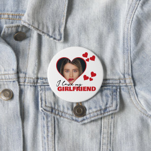 I Love パーソナライズされた My Giralのハート写真 缶バッジ