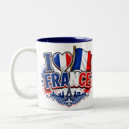 I Love フランス Team France 2026 ニワトリ サッカー ツートーンマグカップ