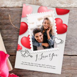 I love モダン You Valentines Photo Holiday Card サンキューカード