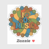 I Love 60s music for Retro Music Enthusiasts シール (シート)