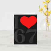 I Love 67 Heart Valentine's Day 67th Birthday Six  カード (黄色い花)