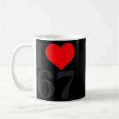 I Love 67 Heart Valentine's Day 67th Birthday Six  コーヒーマグカップ (左)