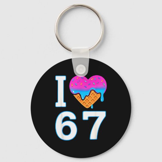 I Love 67 Meme Heart 6 7 Merch Stuff Six Seven Ice キーホルダー (正面)