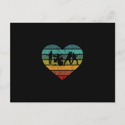 I Love 70s Music Bandヴィンテージハート ポストカード (正面)