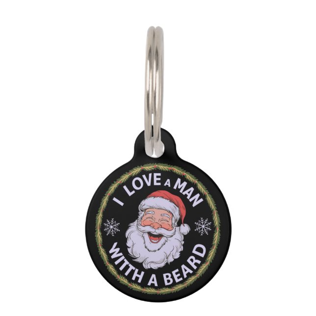 I Love a Man with a Beard Funny  ペット　ネームタグ (正面)