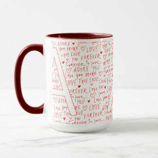 I Love A You — Personalized Initial “A” Romantic D マグカップ
