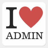 I Love ❤️ Admin – 管理者向けデパートシール スクエアシール (正面)