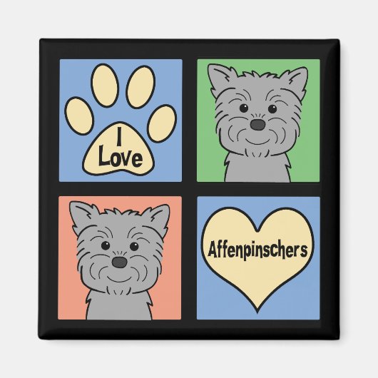 I Love Affenpinschers マグネット (正面)