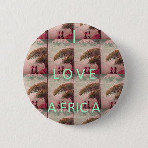 I Love Africa – 文化的景観パターン 缶バッジ