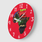 I Love Africa Kenyaマイホームプリントデザイン ラージ壁時計 (傾斜)