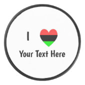 I love (African American Flagハート)あなたのテキスト アイスホッケーパック (正面)