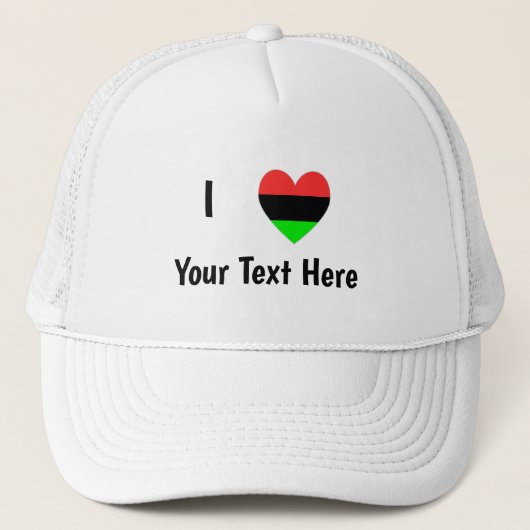I Love (African American Flag Heart) Your Text キャップ (正面)