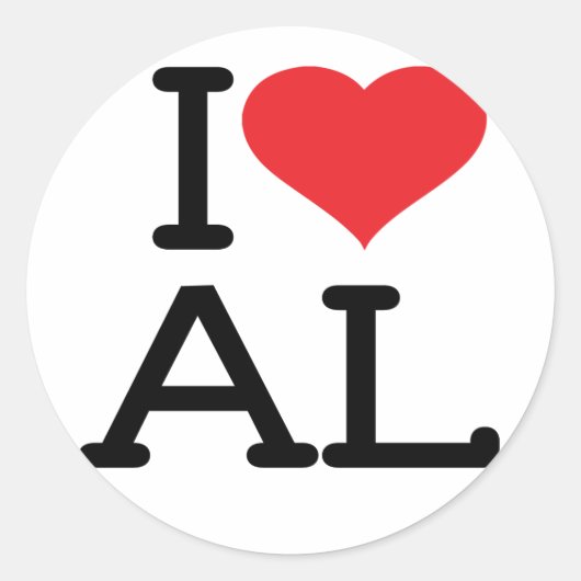 I Love AL 6 pk Stickers ラウンドシール (正面)
