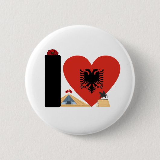 I LOVE ALBANIA - For real Albanians! 缶バッジ (正面)
