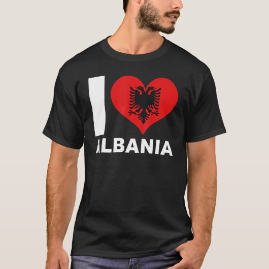 I Love Albania  Heart Flag Albania Tシャツ (正面)