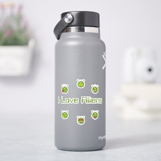 I Love Aliens シール (HydroFlask)