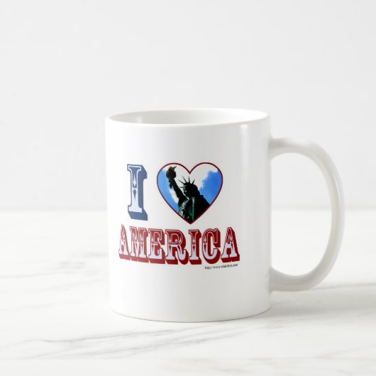 I Love Americaハートリバティロゴアートおもしろい コーヒーマグカップ (右)